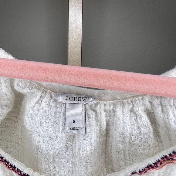 J. Crew Ivory embroidered Peasant Blouse small - Picture 2 of 6